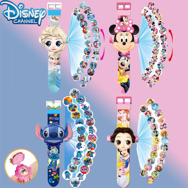 Электронные проекционные часы Disney Cartoon Series Frozen 2 Lilo &amp Stitch милые 3D аниме-фигурки