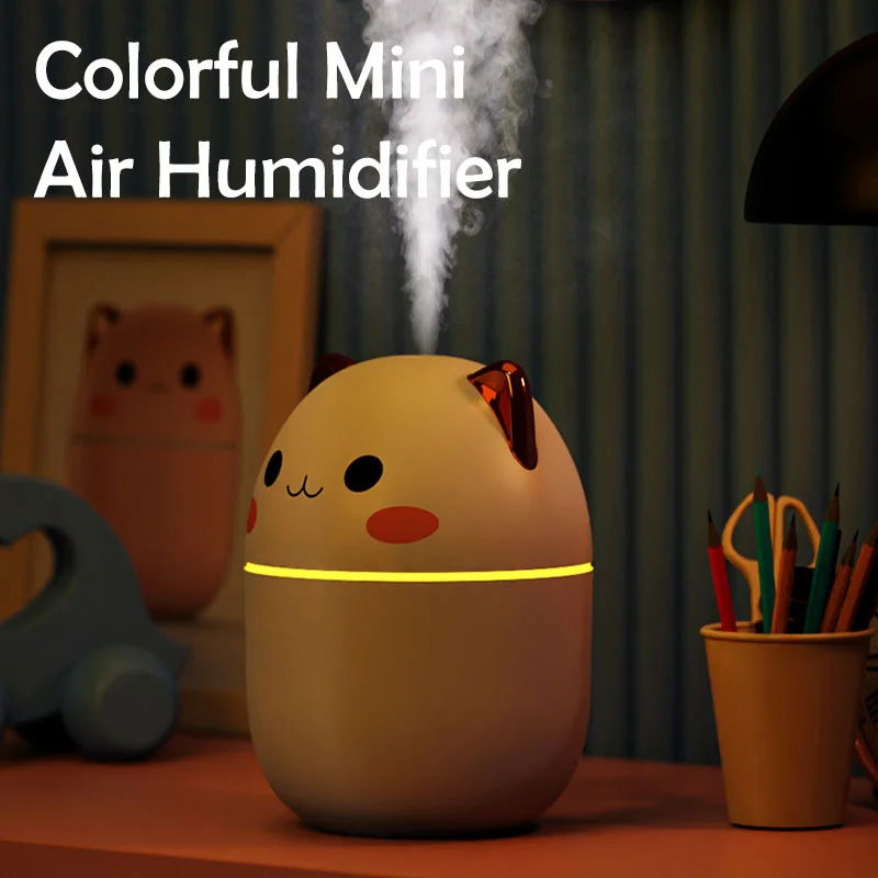 

Mini Bear Air Humidifier Desktop Usb Aroma Essential Oil Diffuser with Led 250ml Cool Mist Sprayer Fogger for Home Bedroom Car