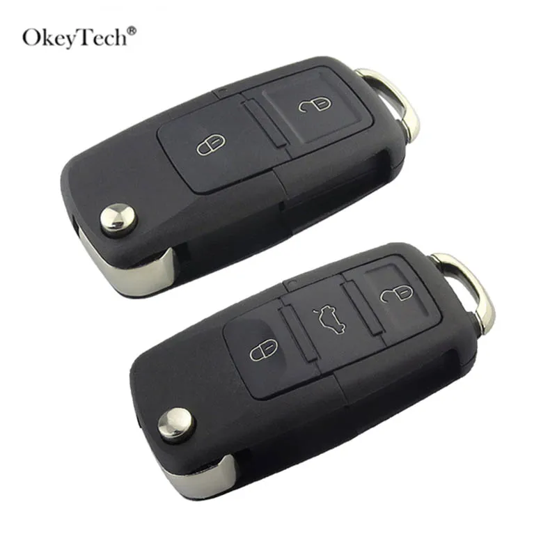 

OkeyTech 2 3 buttons Folding Flip Key Shell Car Key Replacement For VW Golf 4 5 Passat b5 b6 polo Touran For Seat for Skoda Key