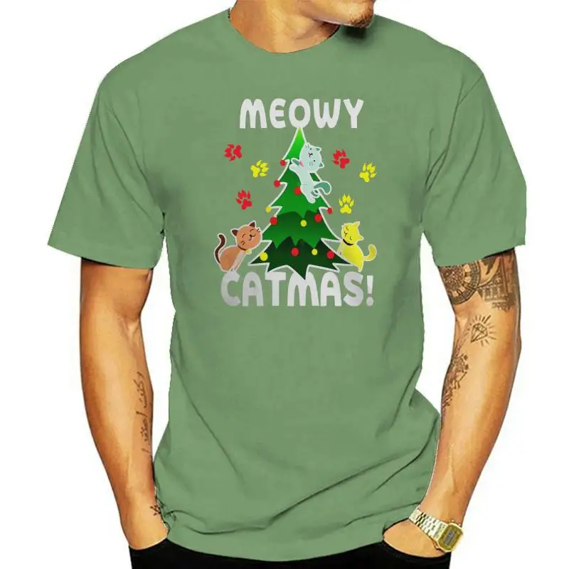 

Meowy Catmas Christmas Holiday Tree T-shirt Ladies Tee