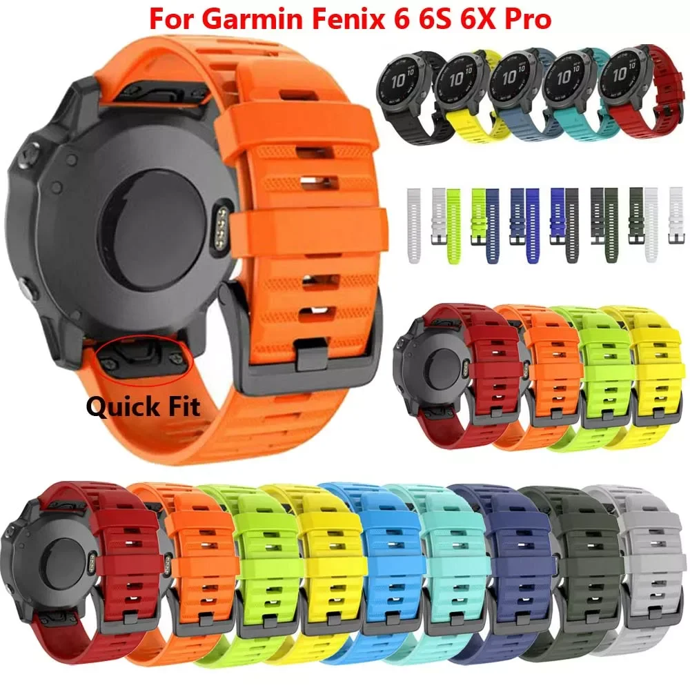 

20 22 26mm Smart Watch Wrist Band Straps For Garmin Fenix 7 7S 7X 6 6S 6X 5X 5 5S 3HR 945 QuickFit Watchbands Silicone Bracelet