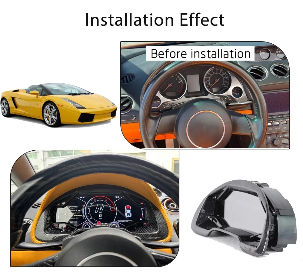 Фото Carplay, Android Auto + цифровая приборная панель для Lamborghini Gallardo 2004-2014: спидометр, приборная панель, виртуальный кокпит. №2