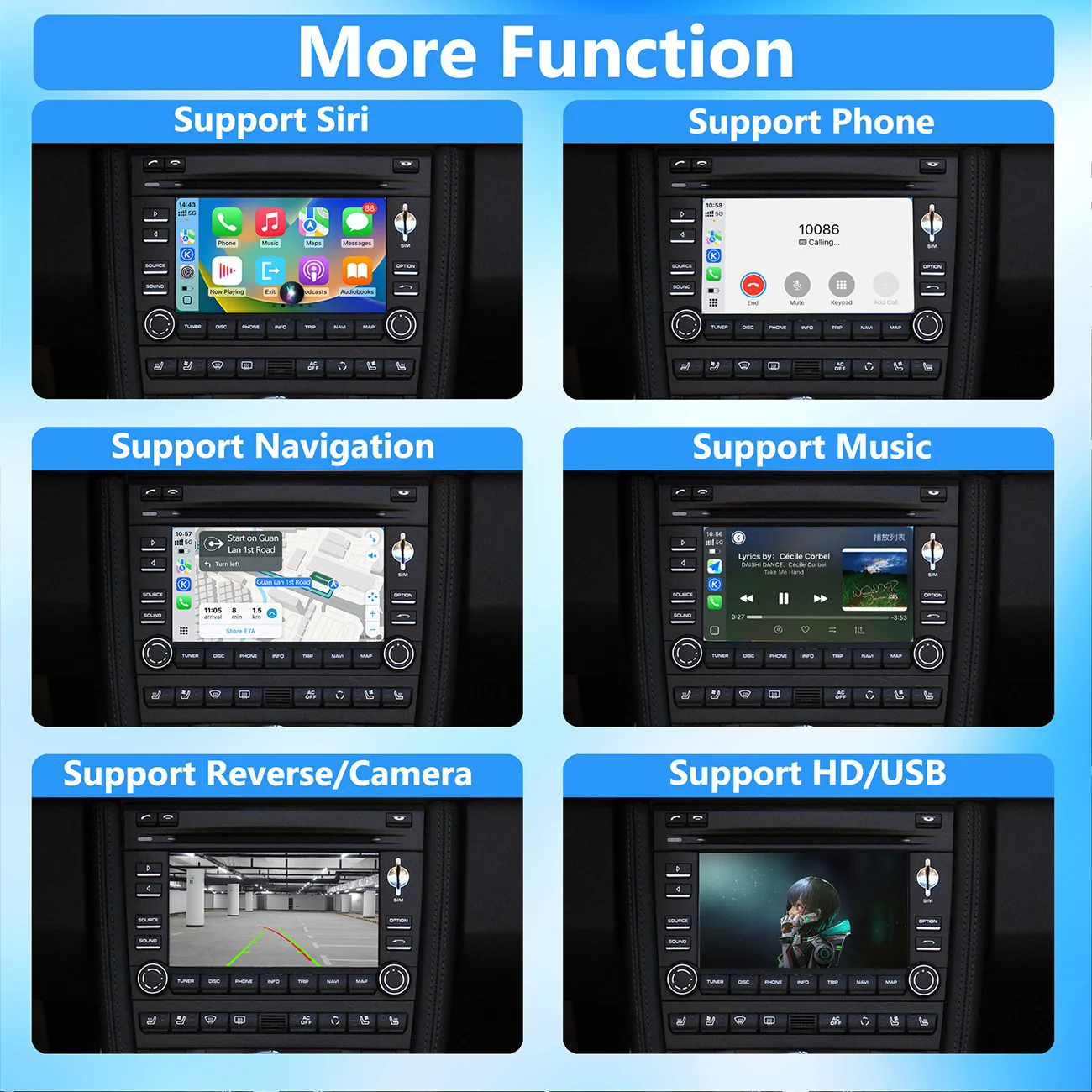 Фото Беспроводной CarPlay для Porsche Boxster Cayman Cayenne 911 PCM3.0 2008-2015 с Android Auto Mirror Link CMS YT NF №4