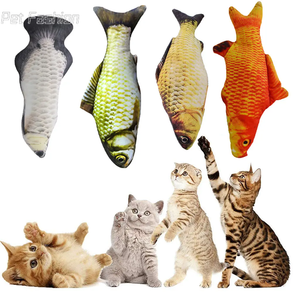 

Soft Plush Cat Fish Toy Cat Scratcher Catnip Toy Interactive Simulation Fish Cat Mint Toys Stuffed Playing Toy for Cat Kitten