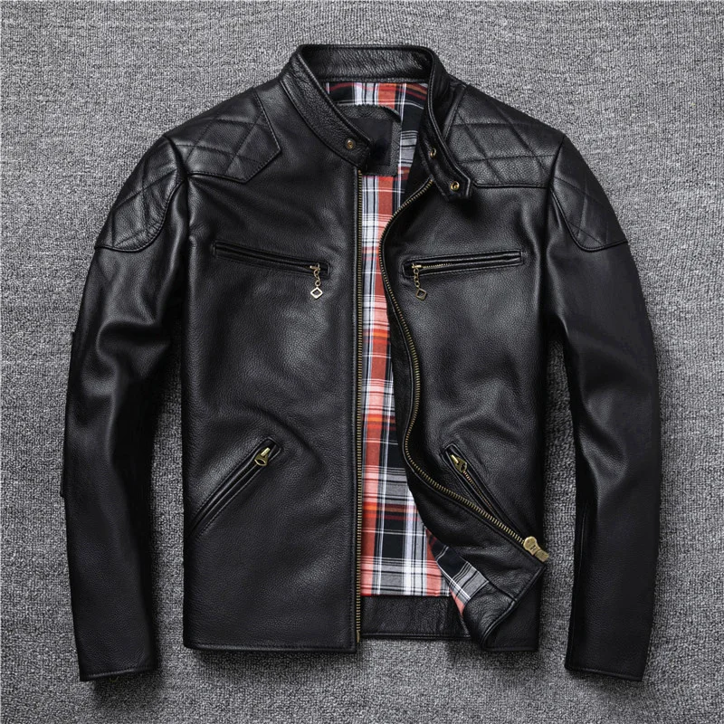 

Motorcycle Spring and Autumn Natural Cowhide Jackets Men Genuine Jacket Really Leather Moto Slim Coat Man Plus Size 5X