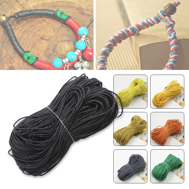 70 Meters 1.5mm Multi Color Wax Cord Pure Cotton Thread String Rope for Necklace Jewelry Making Material DIY Bracelet Supplies