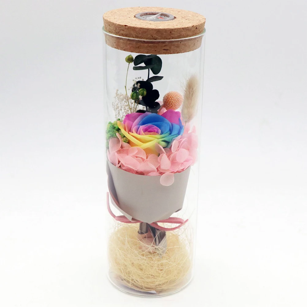 

Eternal Flower Wedding Valentine's Day Gift Led Home Romantic Button Battery Remote Control Decoration Wishing Bottle Glass