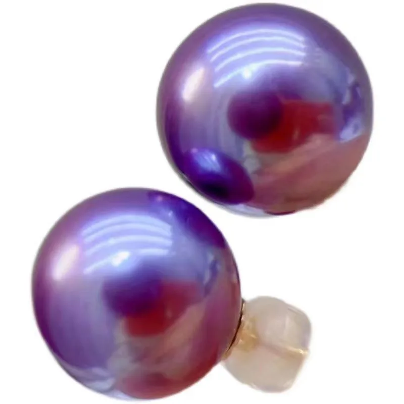 Серьги-гвоздики женские круглые с жемчугом 12-13 мм