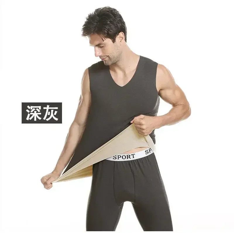 Мужской Тонкий двухсторонний теплый жилет с круглым вырезом мужская рубашка