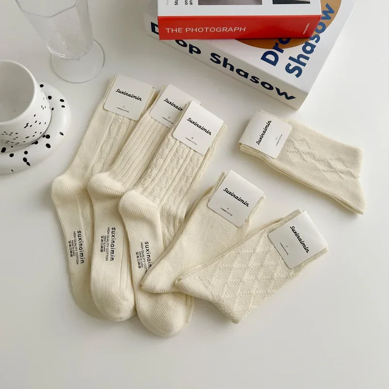 Женские носки Suxinaimin для осени и зимы до середины икры из толстой пряжи в японском