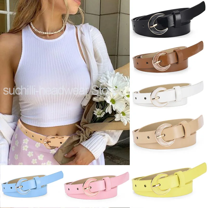 

Fashion Candy Colored Leather Women Waist Belt Girls Dress Party Minimalist Belts Alloy NeedleBuckle Waistband Jeans Female Gift