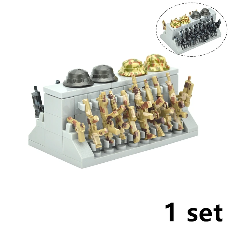 Конструктор MOC WW2 Army Gun Container Building Block SWAT Grenade Knife Bricks Military Daggers Weapon Accessories Toys For Children.