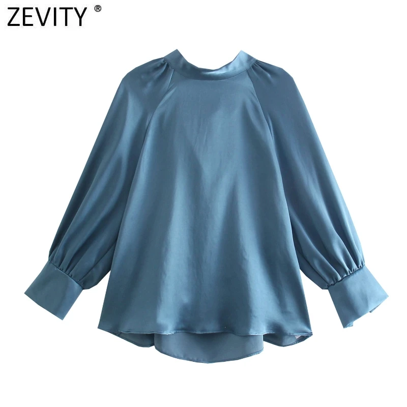 

Zevity новые женские модные складки дизайнерская однотонная Мягкая атласная Свободная блузка женская шикарная рубашка с бантом на спине Элег...