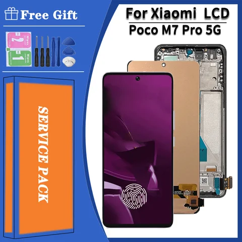 6, 67 Super AMOLED для Xiaomi Poco M7 Pro 5G ЖК-дисплей с цифровым преобразователем сенсорного экрана для Poco M7Pro 2409FPCC4G 2409FPCC4I