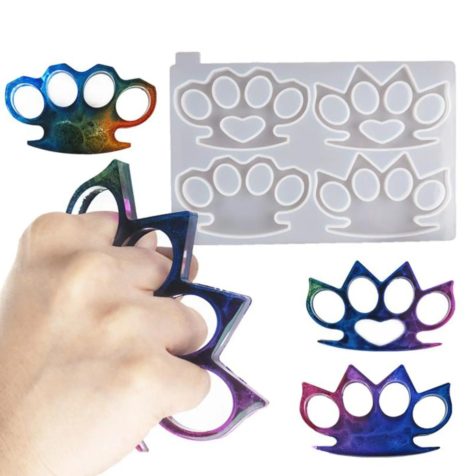 

Resin Casting Mold Keyring Jewelry Making Crafts Tools Keychain Finger Knuckles Silicone Mold Pendants for Car Bags Purse