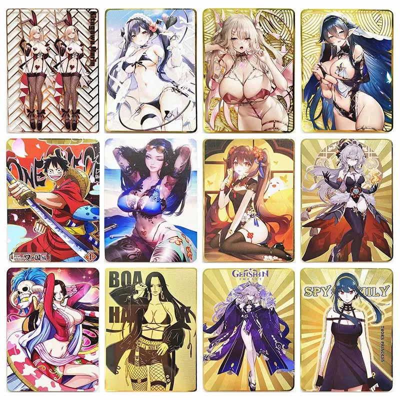 

Anime Goddess Story DIY Kawaii Metal Flash Cards Sakurajima Mai Beelzebul Ganyu Toys for boys Collectible Cards Birthday Gift