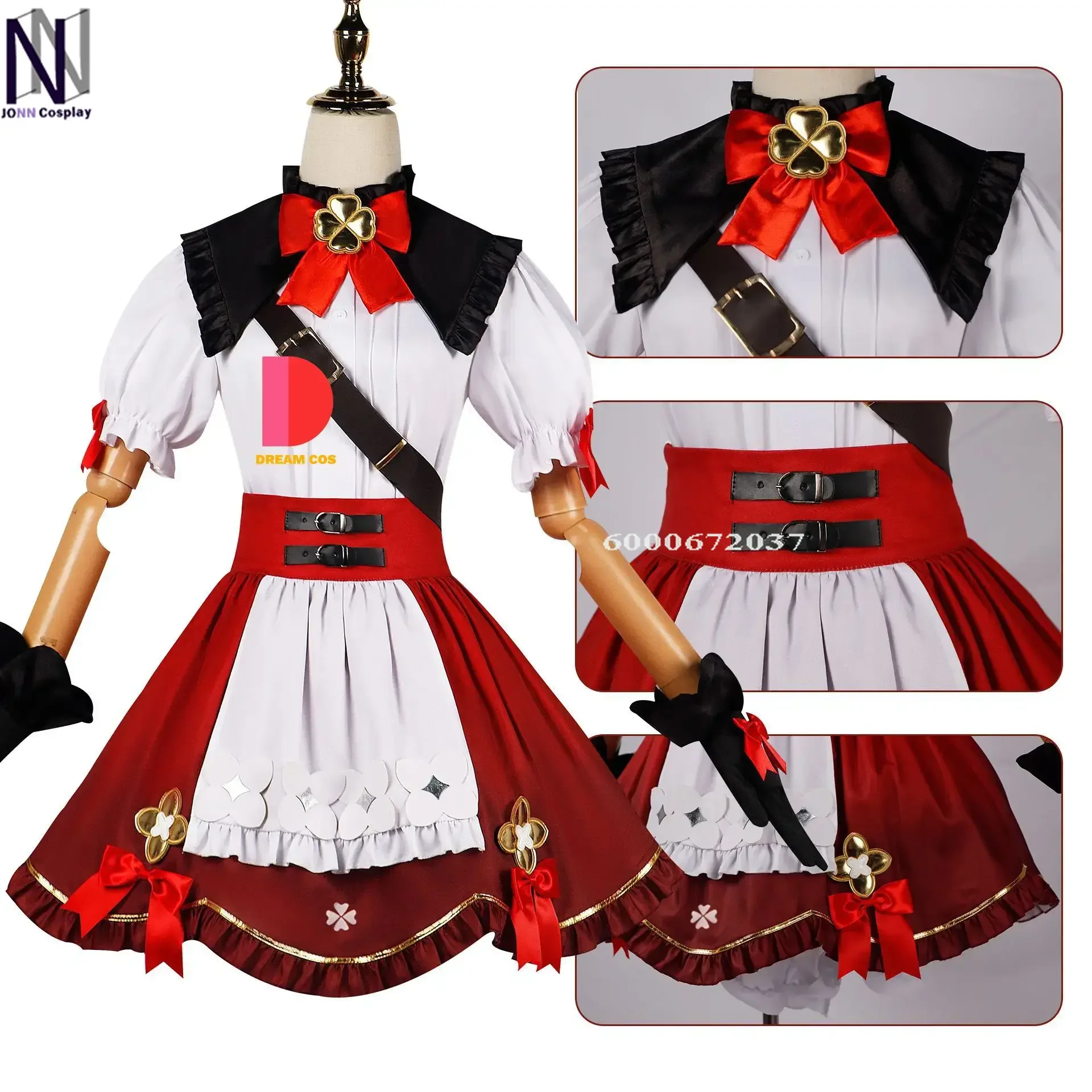 Genshin Impact Game Klee New Skin Cosplay Costume Doll Witch Red Dress Bag Little Outfit for Women Role Play Party