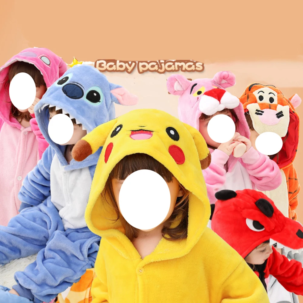 

Детский комбинезон в виде животных, костюм для косплея, фланелевая мультяшная одежда для сна, зимняя Пижама, домашняя одежда, детский комбин...