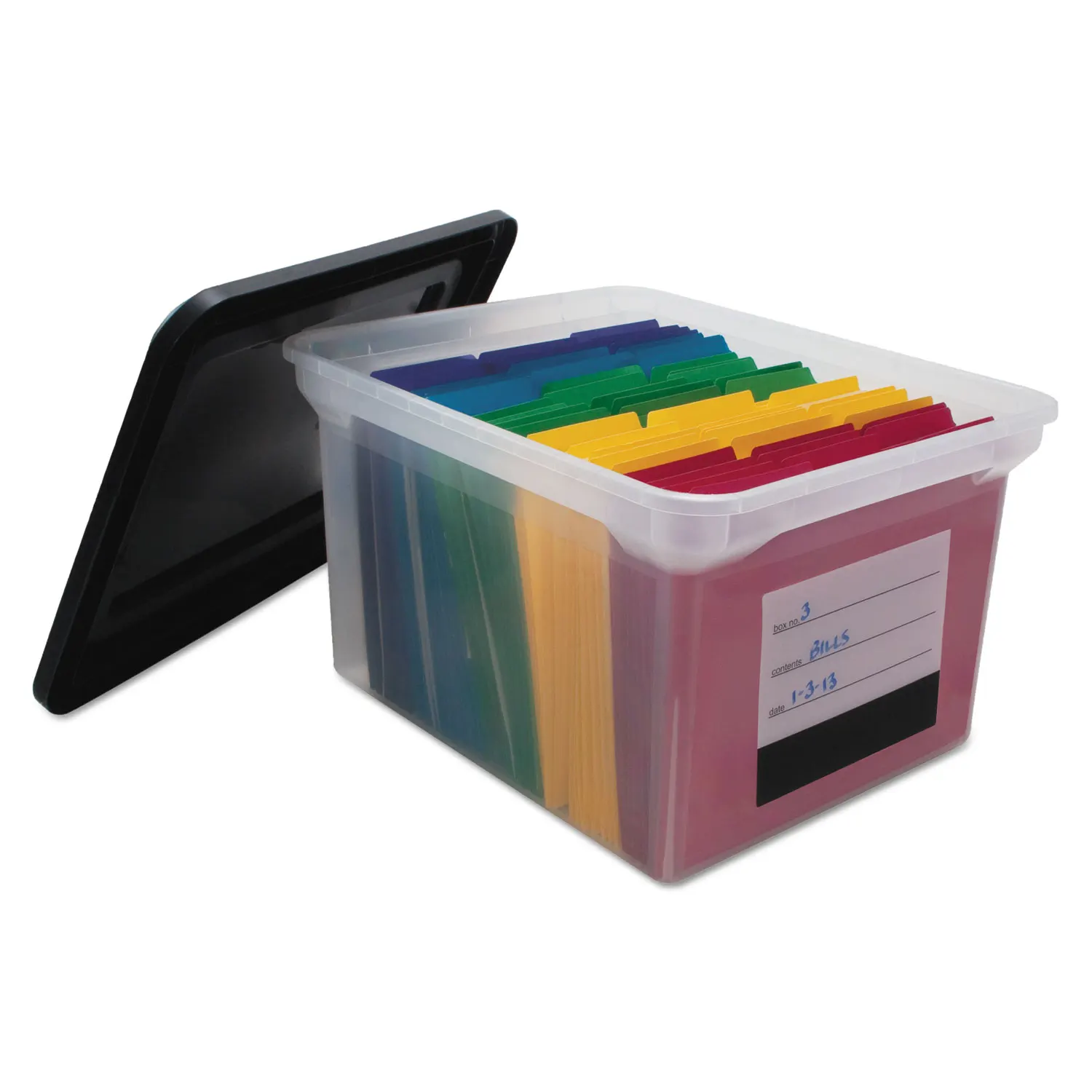 

File Tote with Contents Label, Letter/Legal, Clear/Black
