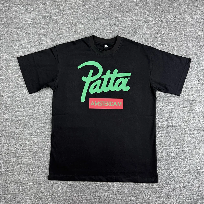 Фото 26SS Patta AMSTERDAM Limit Футболка Мужчины Женщины Черно-Белая Высококачественная хлопковая футболка Уличная футболка с коротким рукавом и биркой №2