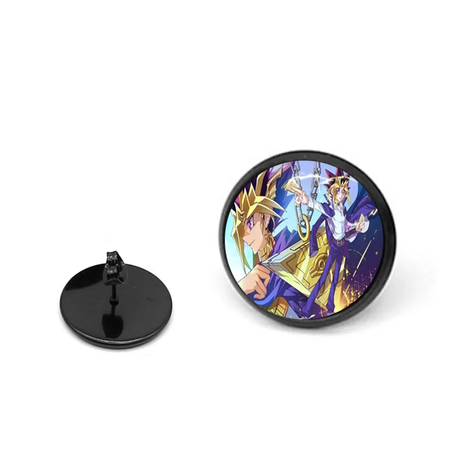 

2 шт. для девушек дневное аниме Yu-Gi-Oh! Круглые черные серьги-гвоздики Wo в мультяшном стиле, красивые круглые серьги-гвоздики с застежкой