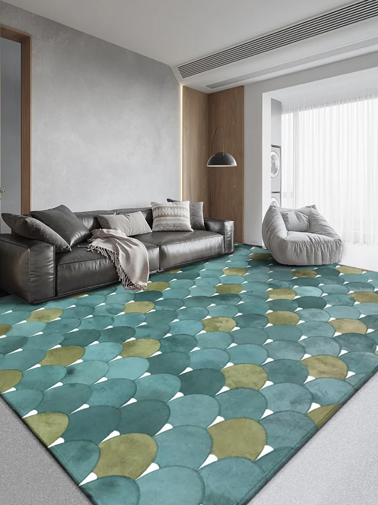 Emerald Green Plaid Rug For Bedroom Simple 3D Geometric Floor Mat Non-slip Washale Kitchen Rugs Furniture Chair Desk Mat Tapis