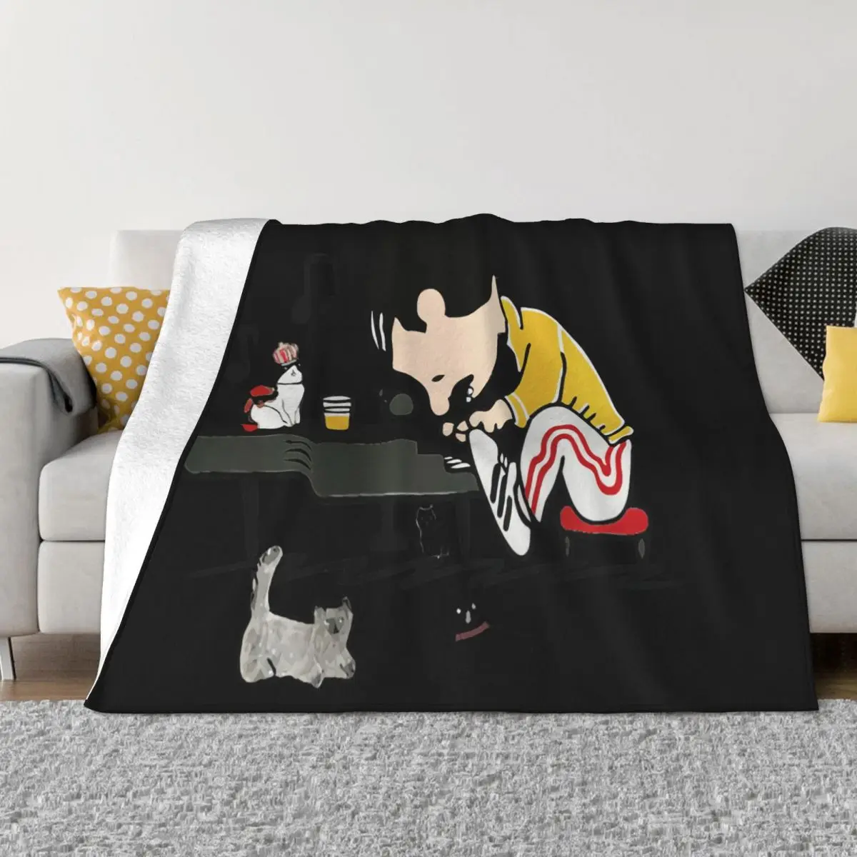 Uomo Freddie Mercury Piano Beer Cats Bohemian Rhapsody Rock Art Moda Fb Фитнес Интересные фотографии Плед