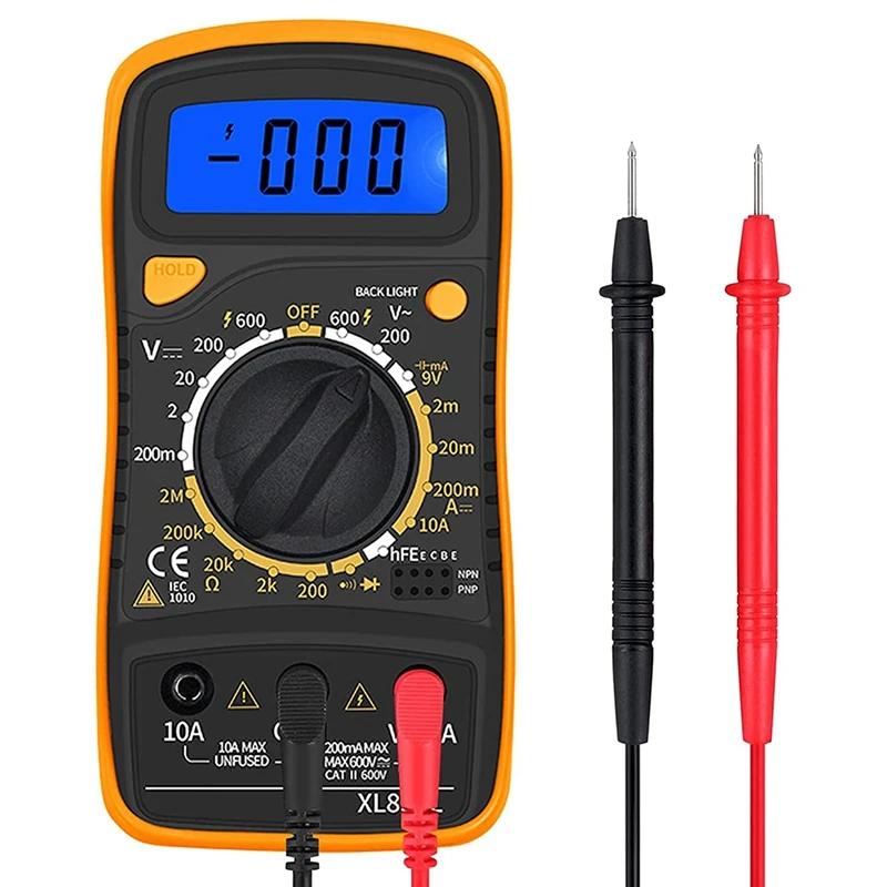 

HUAJIAYI Digital Multimeter Voltmeter Tester Multi Meter Backlight LCD Measurement Tool Electronic Test Meter With Test Probe