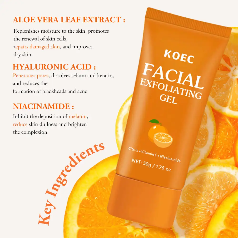 Фото 50 г. Гель для лица KOEC Citrus Vitamin C отшелушивающий, глубоко очищающий, успокаивающий, увлажняющий, нежирный, легкий, с алоэ вера и ниацинамидом №4