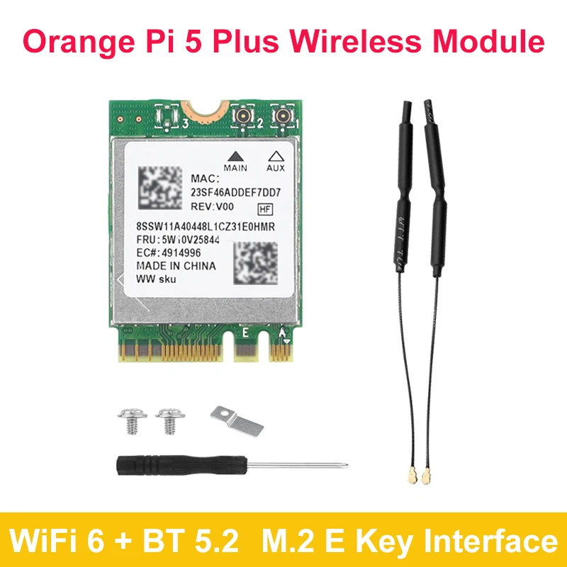 Беспроводной модуль Orange Pi 5 Plus WiFi 6 BT 2 RTL8852BE M.2 E интерфейс ключа 1800 м двойной бренд