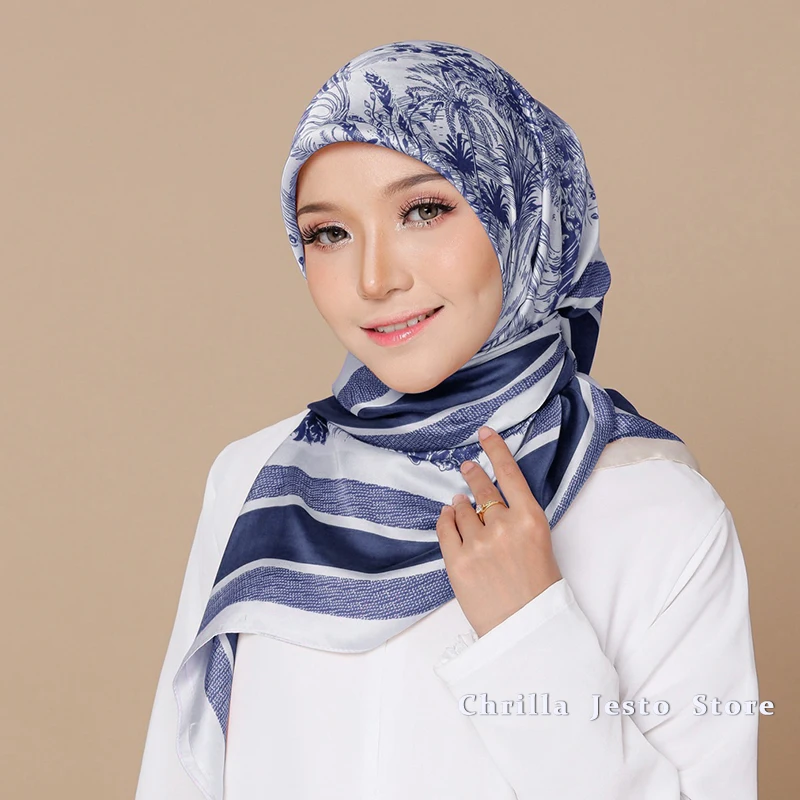 Женский квадратный шарф из искусственного шелка мусульманский хиджаб 45 дюймов с