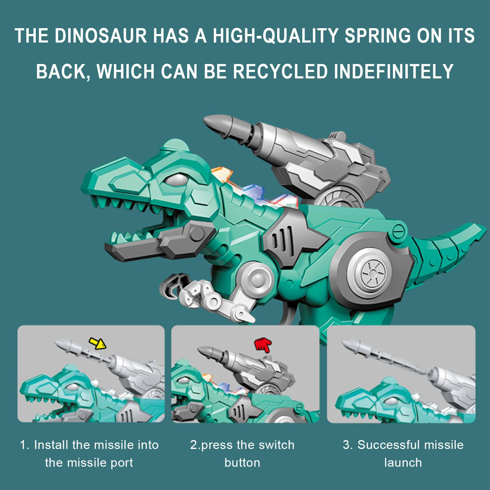 Механический динозавр-спрей с огнедышащим дыханием, крутым освещением и вооруженной ракетной моделью игрушки для детей мальчиков 2022 года моды.