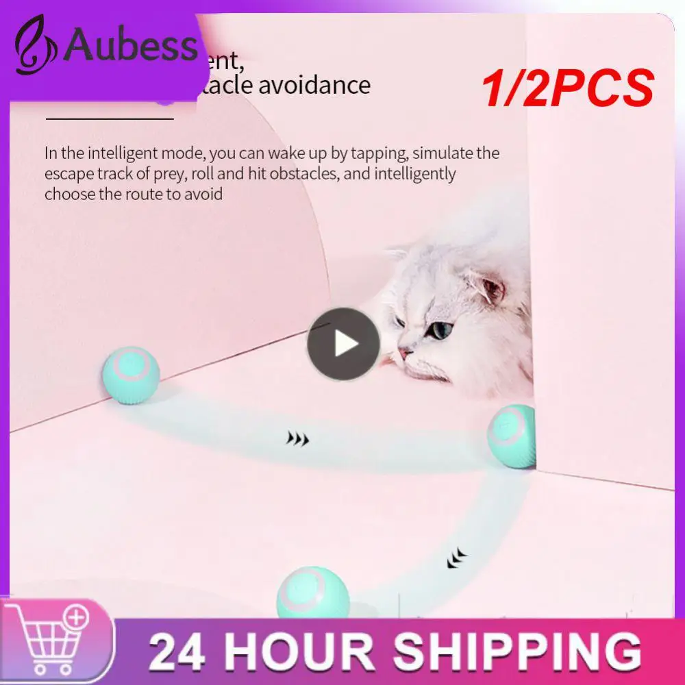 

1/2PCS Smart Cat Toys Automatic Rolling Ball Electric Cat Toys Interactive For Cats Training Self-moving Kitten Toys Pet