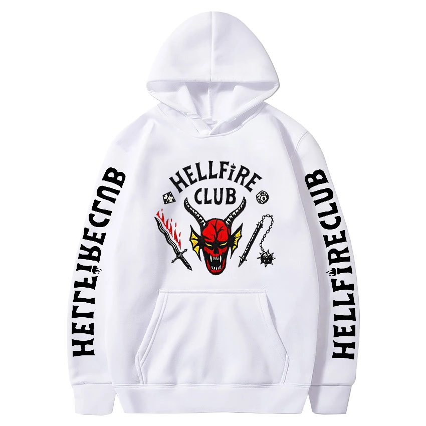 Hoodie HellfireClub Long Sleeved 2-side Pullovers Oversized Sweatshirt 2022Autumn Winter Retro Unisex Tops Couples Men and Women