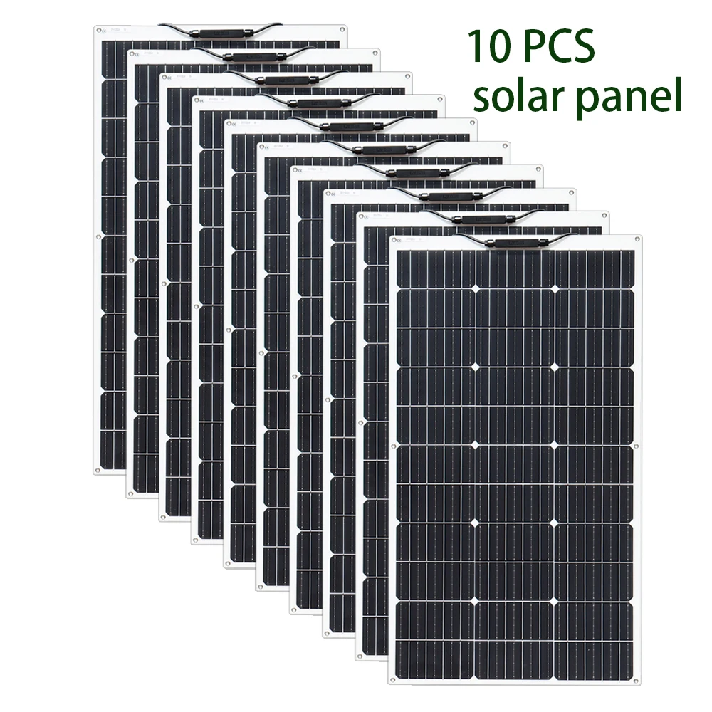 

1PCS ~10PCS 100W 18V Solar Panel 100 W 200W 300W 400w 500w 800w 1000w Monocrystalline Flexible Paneles Solares 12V/24V Battery