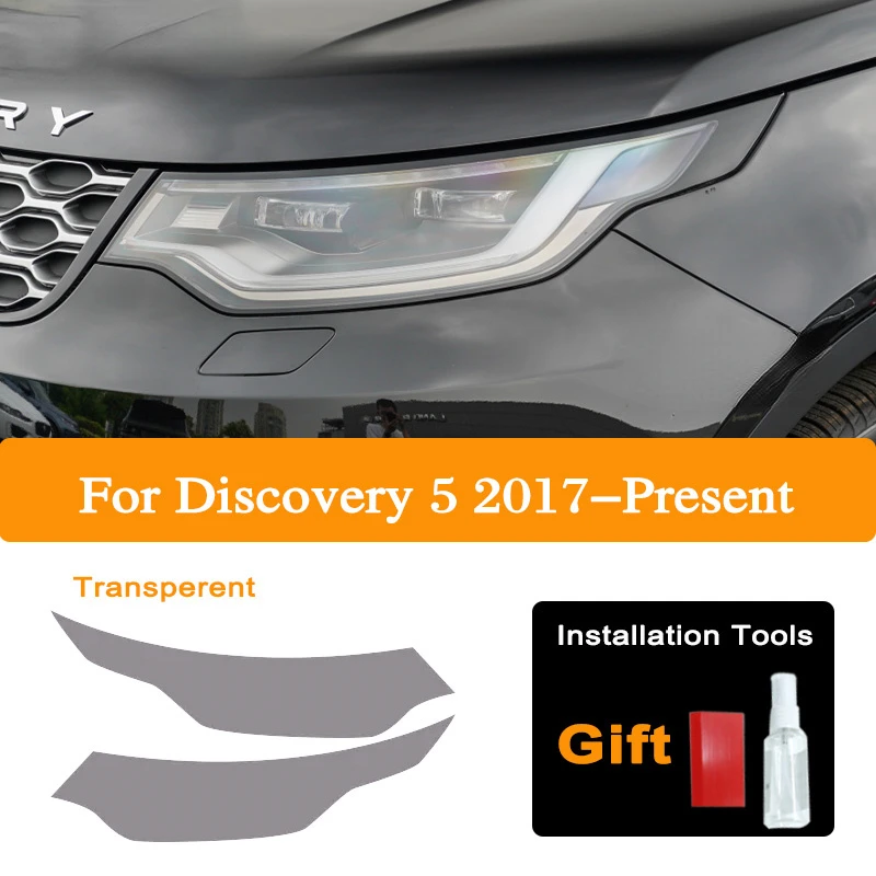 

2 pcs Car Headlight Smoked Black Protective Film For Land Rover Discovery 5 L462 2017-Present Transparent TPU Sticker accessory