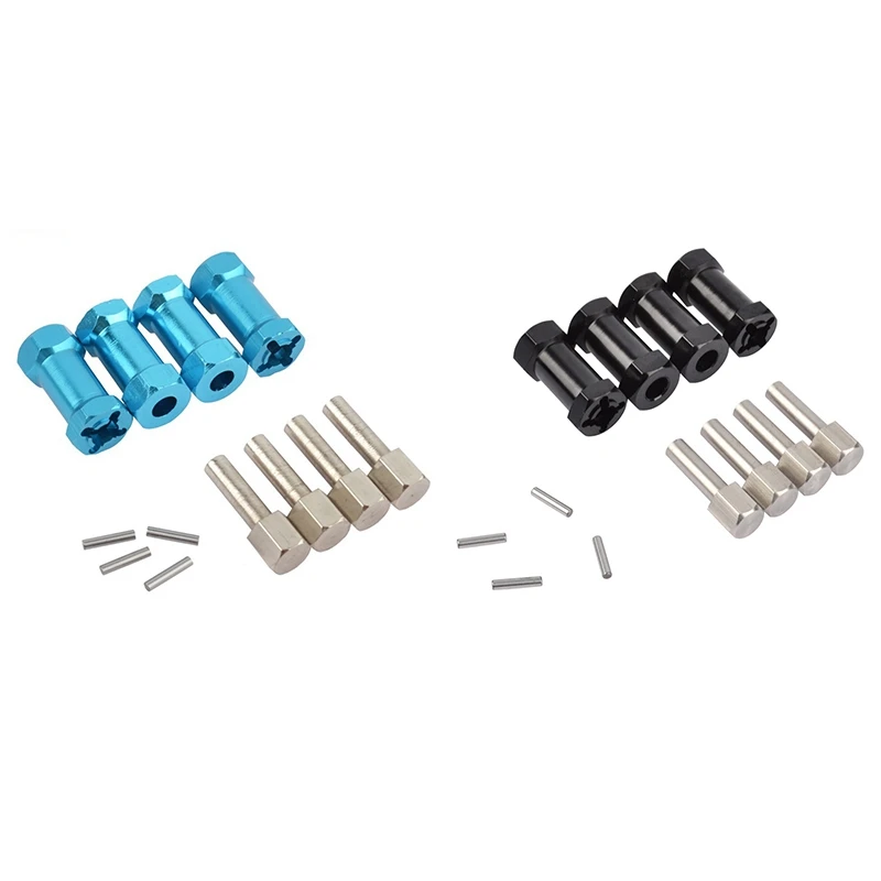 

8Pcs Aluminum RC Car 12Mm Hex Wheel Hub Drive Adaptor Extension Combiner Coupler Blue 25Mm & Black 25Mm