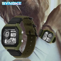 synoke mens digital watch led waterproof man nylon watches luxury sports male wristwatches big alarm clock relojes deportivos