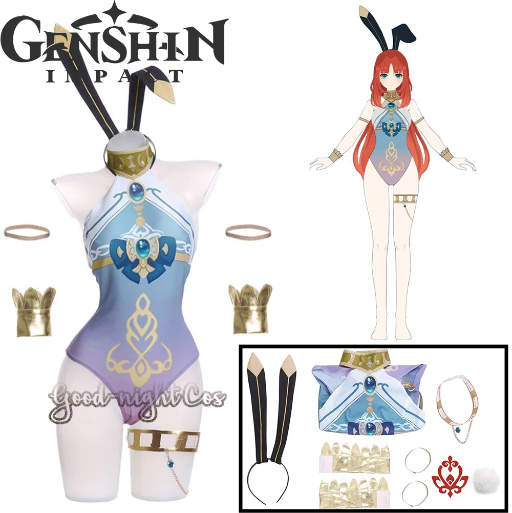 

Игра Genshin Impact Nilou Bunny Girls Косплей костюмы синий подарок сексуальный костюм кошки Хэллоуин Рождественские костюмы Женская Полная одежда