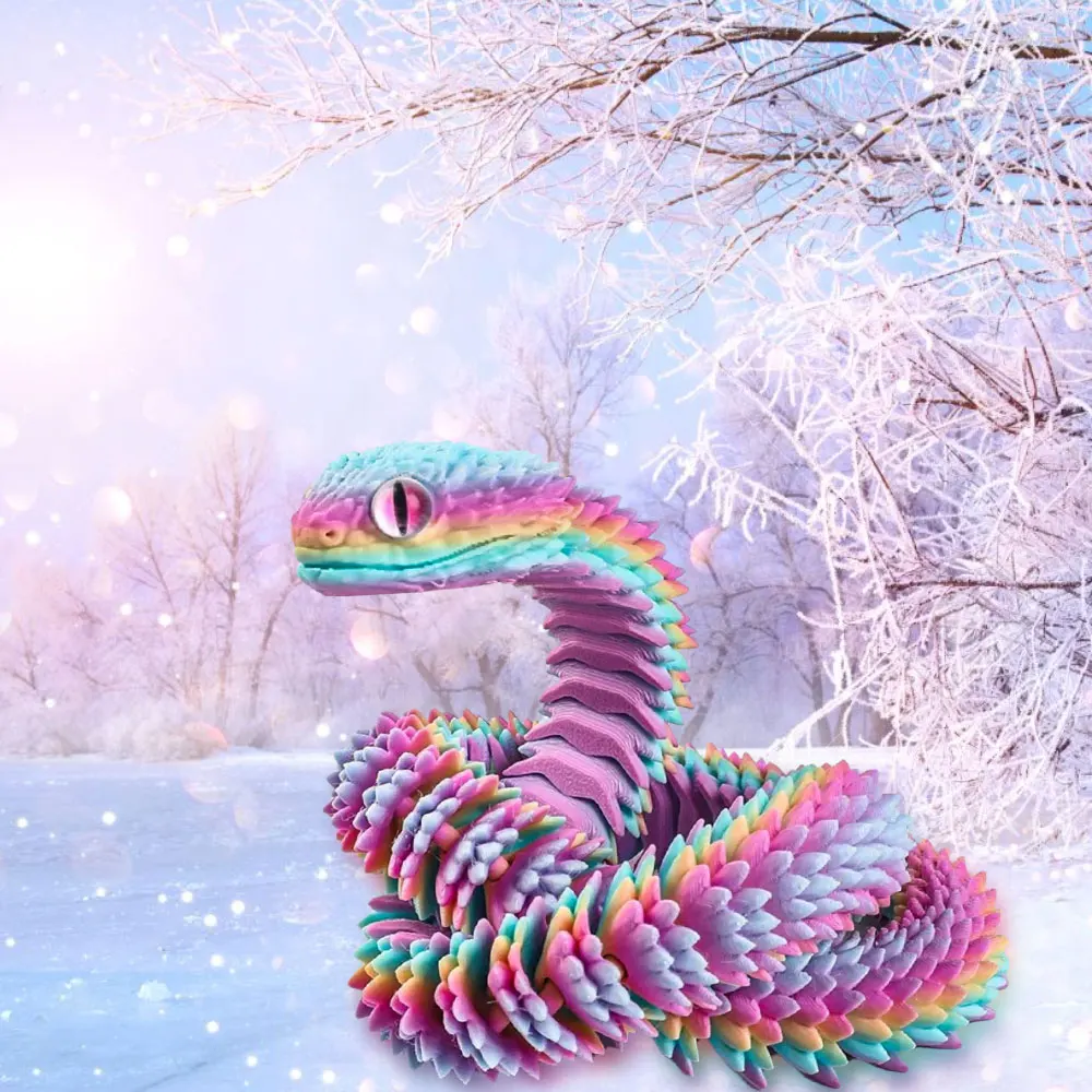 

3D змея, многосуставная вращающаяся стереоскопическая змея, офисный домашний настольный орнамент, модель животного, фигурка, ...