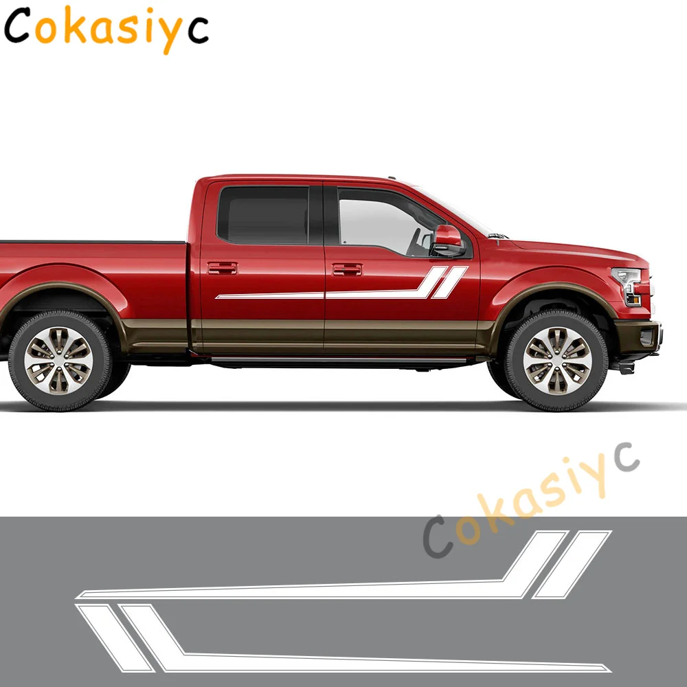 

Наклейки в полоску на боковую дверь юбки для Ford F150 Raptor SV 2007 2018, автомобильные наклейки, виниловый декоративный чехол для грузовика, автомобильные аксессуары «сделай сам»