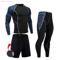mens gym jogging suit compression bodybuilding t shirt tactical trousers running pants 2 3 piece set sport suit training kit
