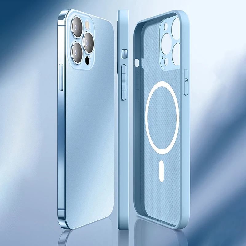 

Luxury AG Frosted Glass phone Case For iPhone 14 13 12 11 Pro Max X XR XS Max Magnetic Magsafe Lens Protection Phone Covers