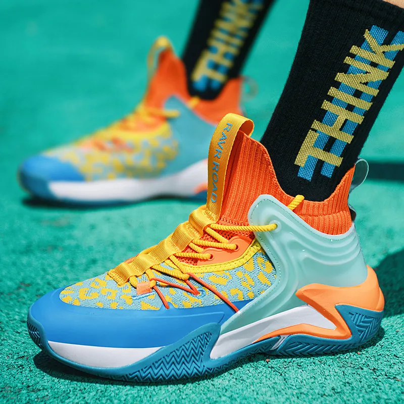 Fashion Colorful High Men Basketball Shoes Chunky Designer Sneakers Breathable Mens Trainers Socks Sport Shoes tenis de basquete
