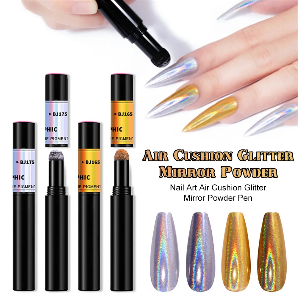

Acrylic Nail Mirror Glitter Powder Pen Air Cushion Powder Pen Metallic Color Chrome Pigment Solid Holographic Laser Powder Nail