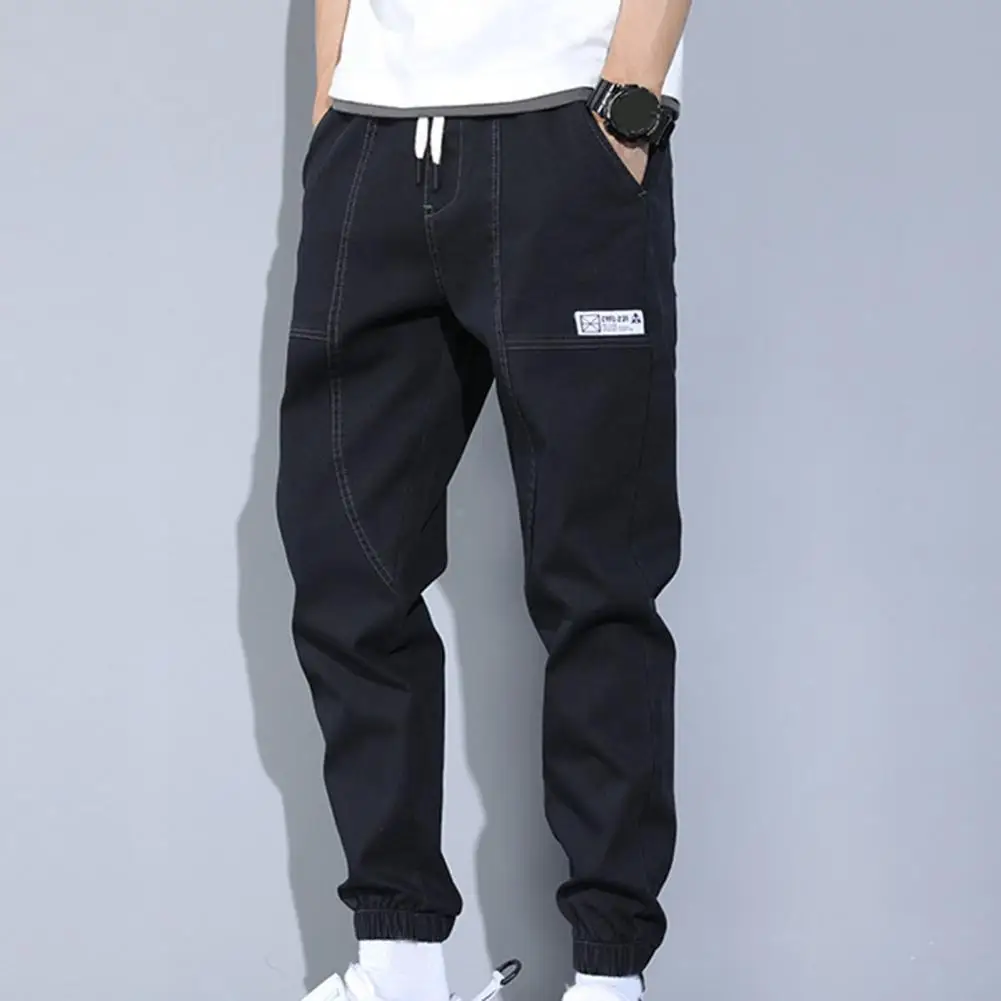 

Men Pants Anti-wrinkle Men Jeans Drawstring Colorfast Great Long Spring Men Trousers