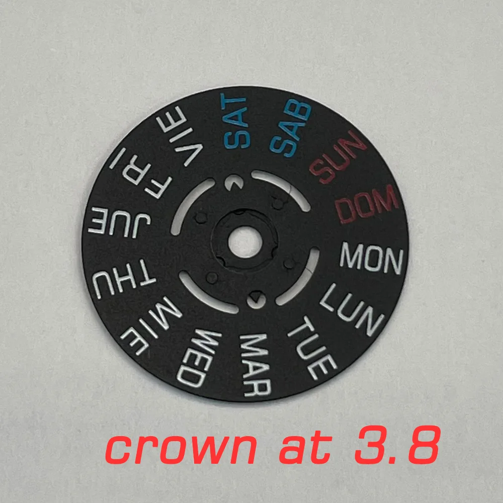 

Корона на 3/3.8 чёрные часы с китайско-английским механизмом даты календаря наклейка Корона для механизм NH36A Запчасти для часов
