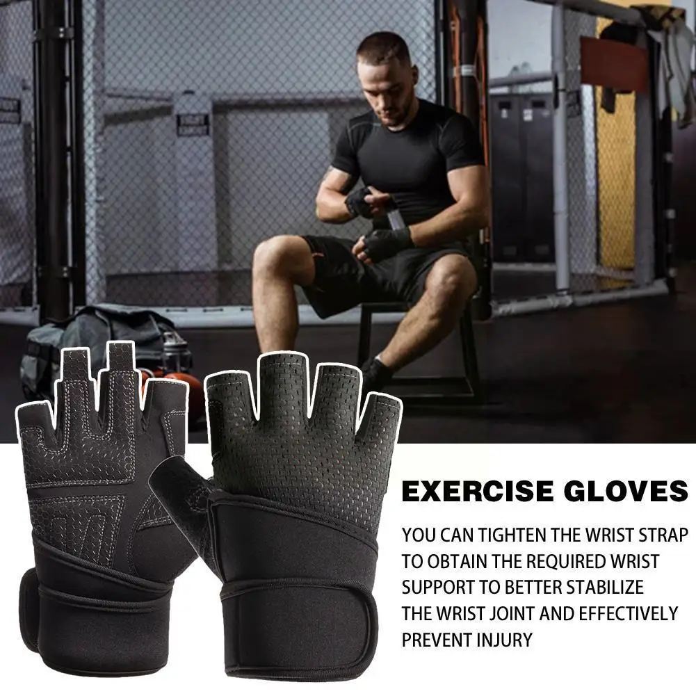 

Weight Lifting Gloves Gym Sports Workout Wrist Support Training Fitness Full Palm Protection Half Finger Gloves For Men Q4A7