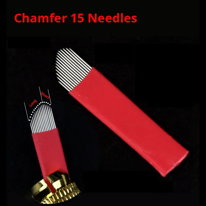 

10pcs Chamfering 15 Needles Tebori Blades Disposable Sterile Permanet Makeup Microblading Tattoo Needles Accessories Manual Pen