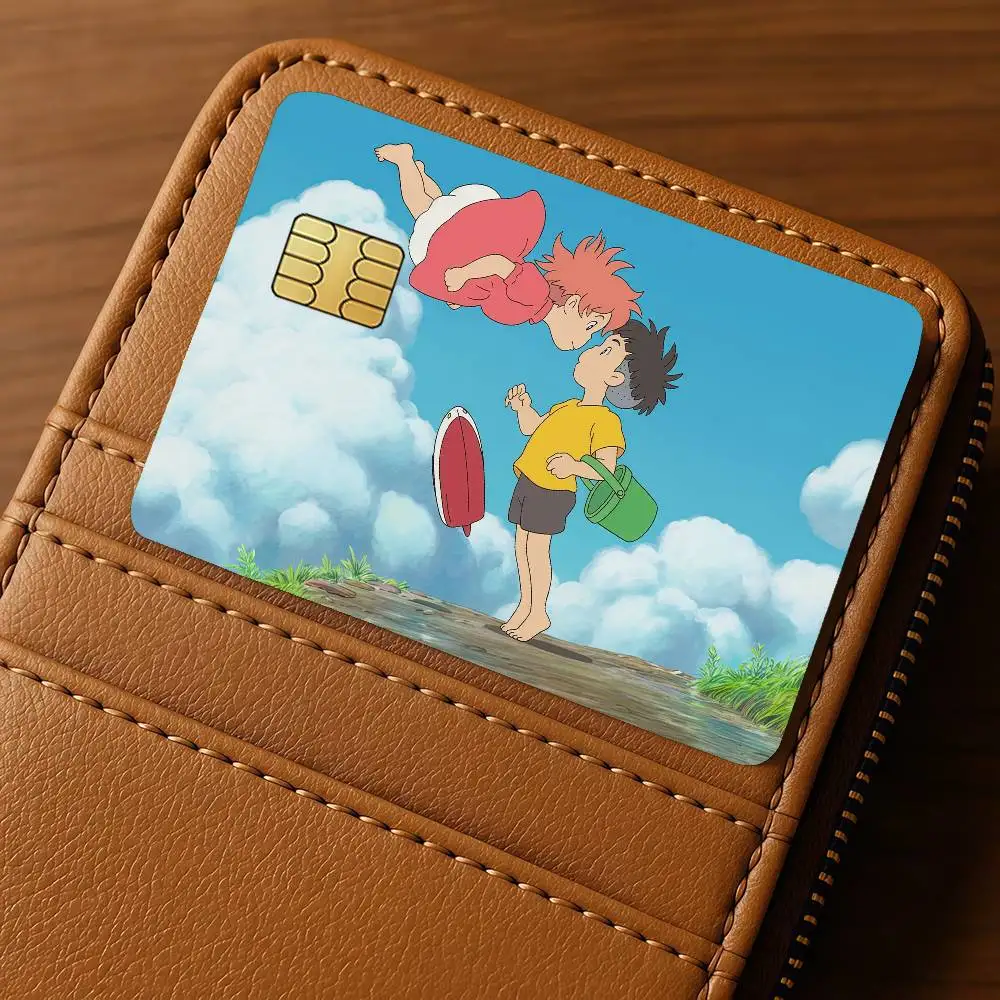 Фото Мультфильм P-Ponyo на C-Cliff кредитная карта для банковского дебета декоративная защита 4 шт. водонепроницаемые наклейки против царапин автобус метро №1